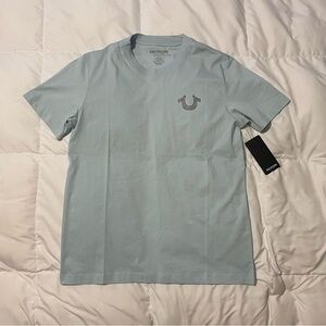 New True Religion Sky Blue Logo Buddha Short Sleeve Tee Men’s M Medium